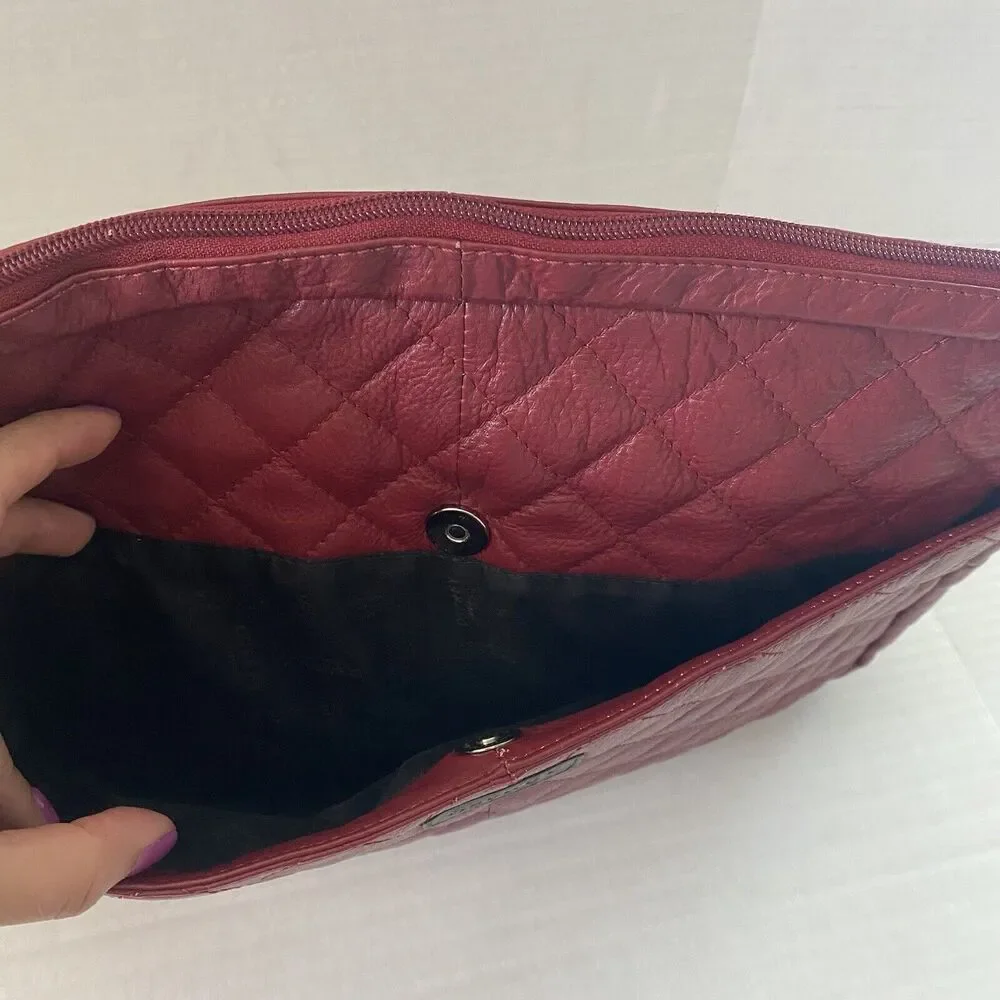 Osprey London Red Genuine Leather Quilted Laptop/Travel Bag